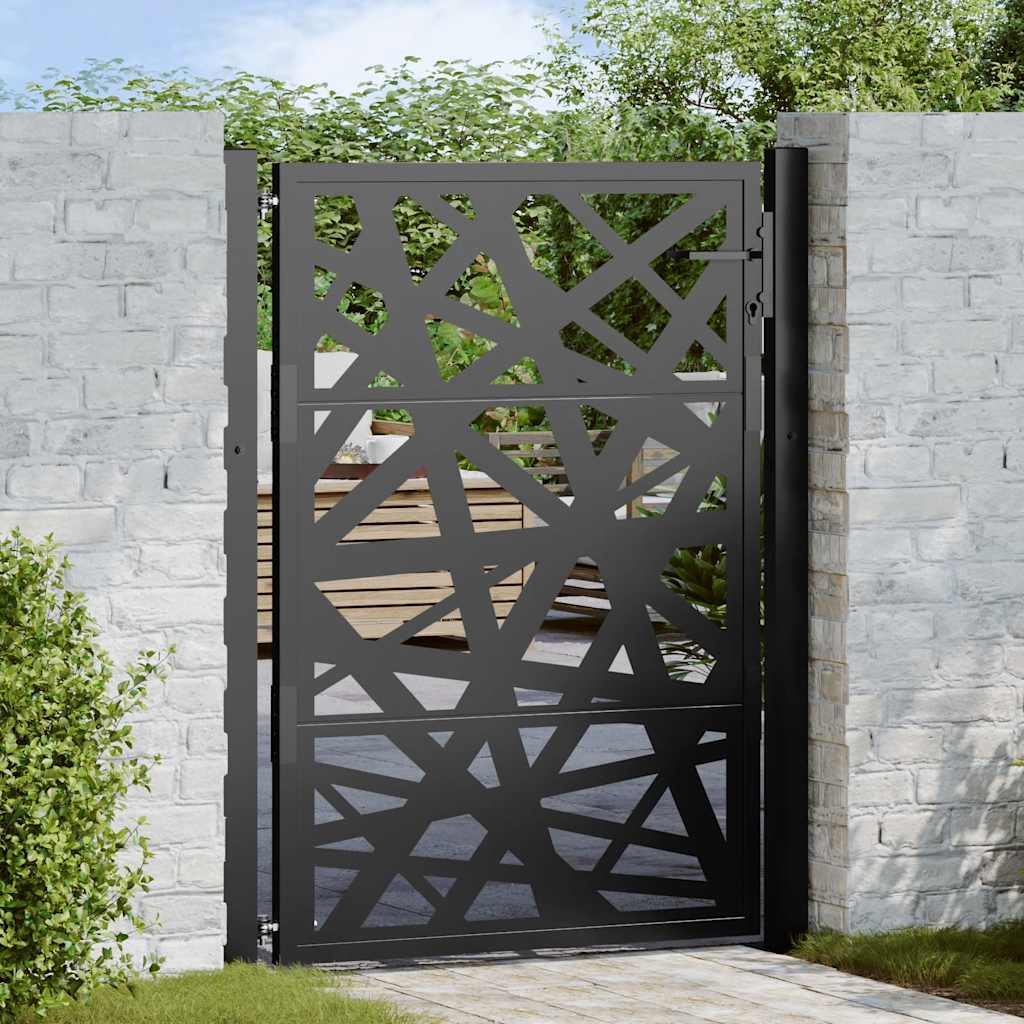 Gartentor Schwarz 100x100 cm Stahl Lichtdesign