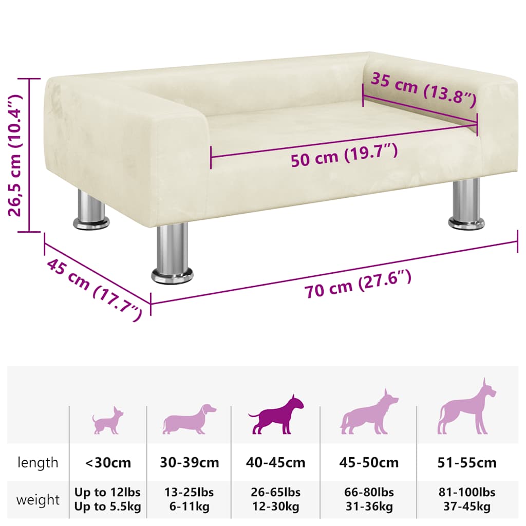 Hundebett Blau 70x45x26,5 cm Samt