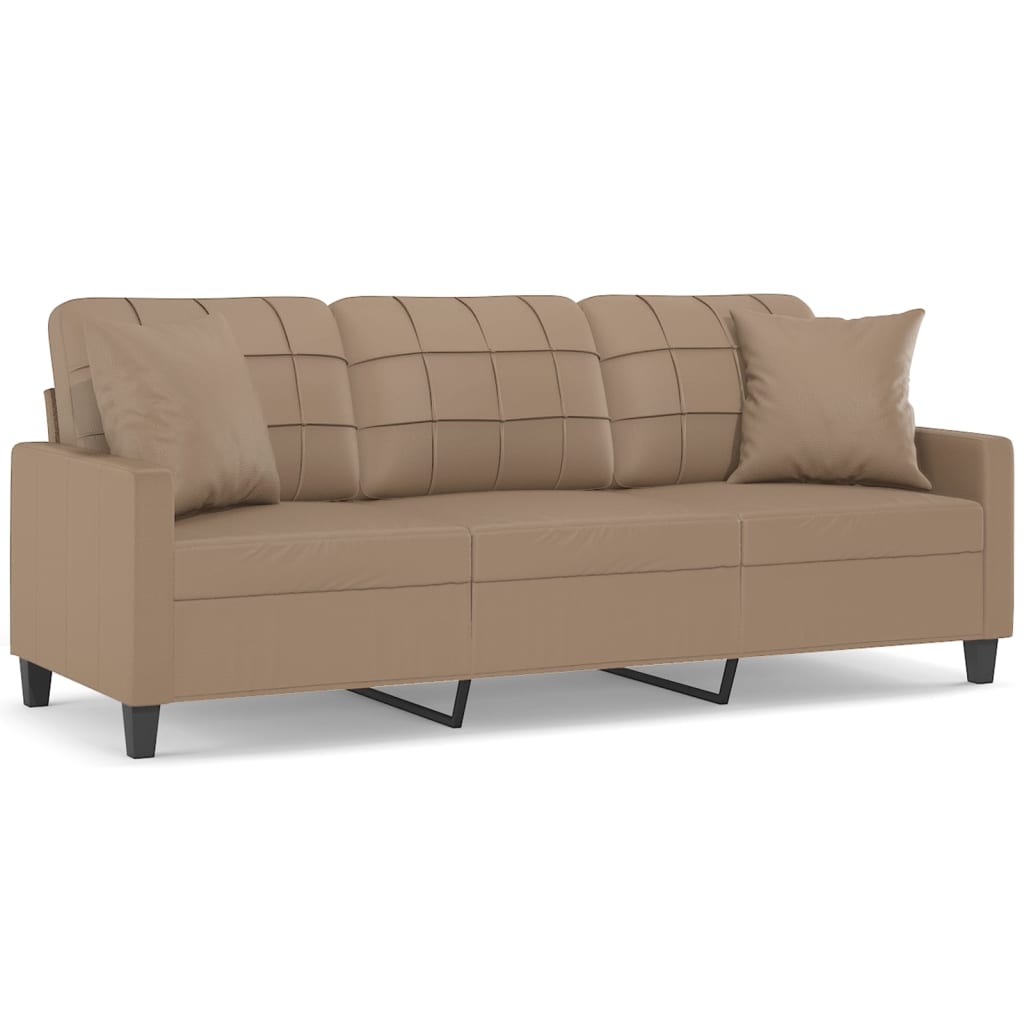 3-Sitzer-Sofa mit Zierkissen Schwarz 180 cm Kunstleder