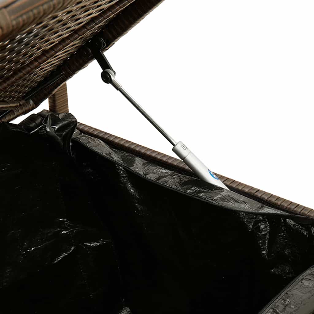 Gartenbank mit Stauraum und Kissen Schwarz Poly Rattan