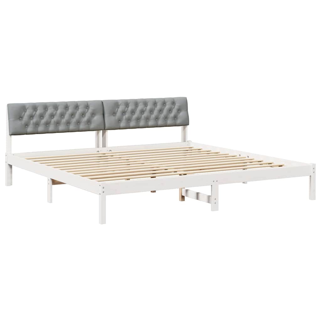 Bettgestell Braun und hellgrau 200 x 200 cm Massivholz Kiefer
