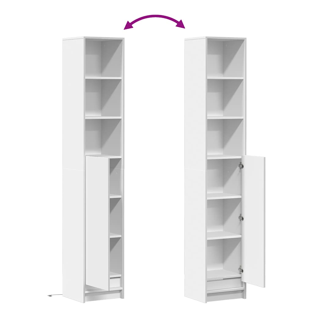 Highboard mit LED-Beleuchtung Weiß 69x32,5x200 cm Holzwerkstoff