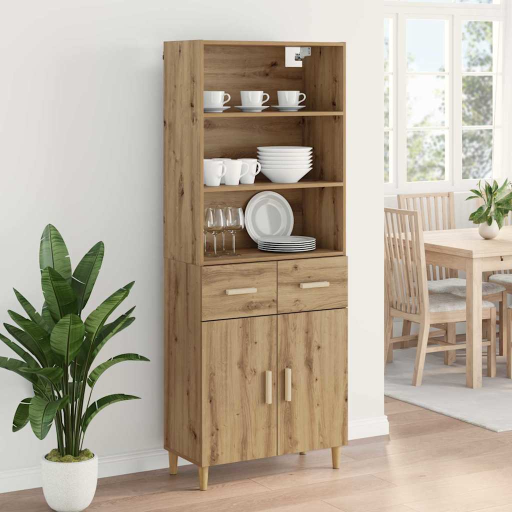Highboard Altholz 69,5 x 32,5 x 180 cm Holzwerkstoff