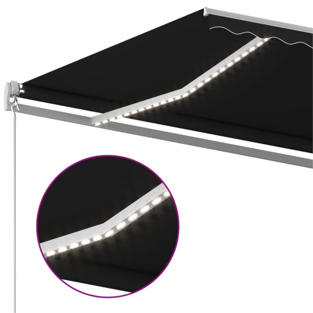 Markise Manuell Einziehbar mit LED 300x250 cm Blau und Weiß