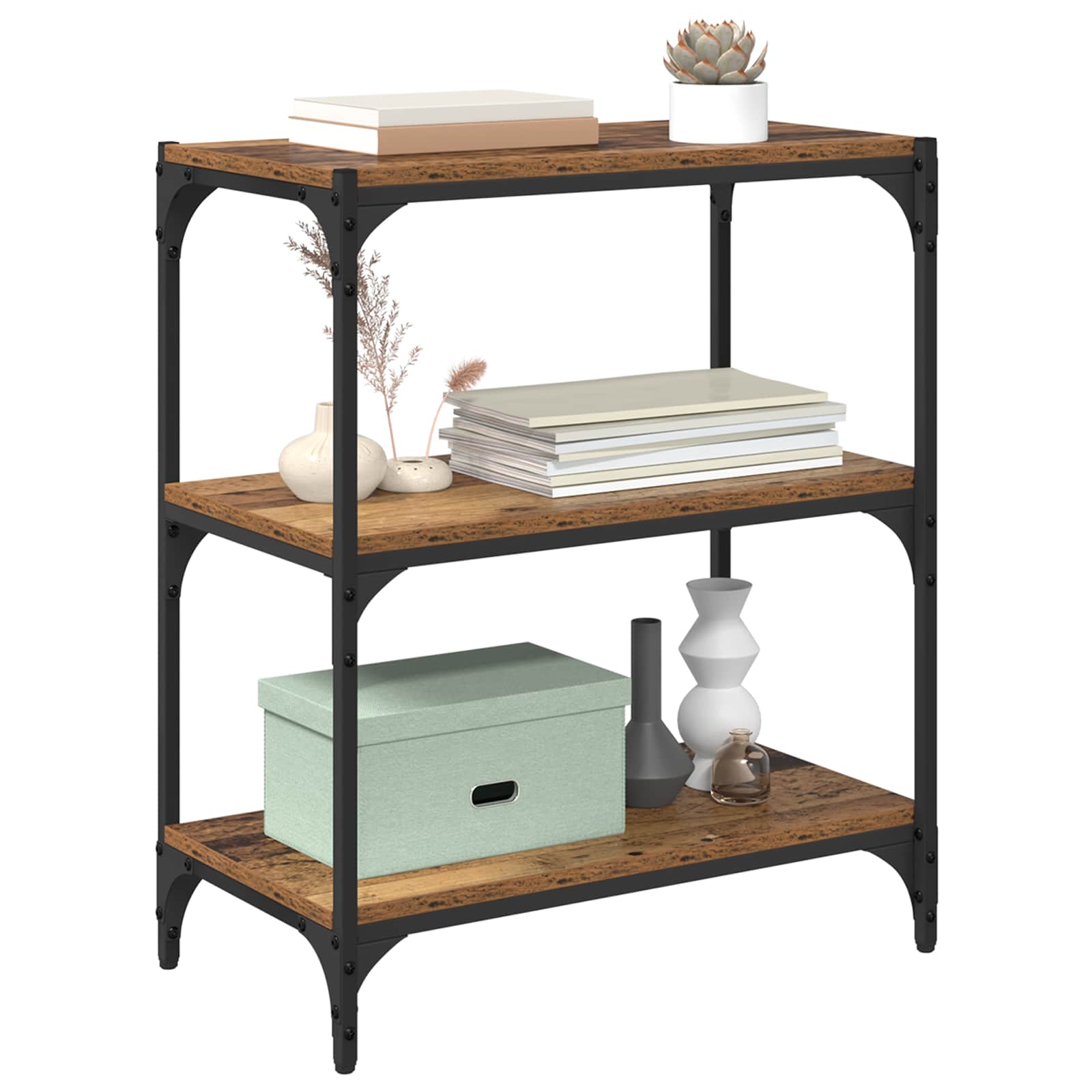 Bücherregal Schwarz 40x33x70,5 cm Holzwerkstoff und Stahl