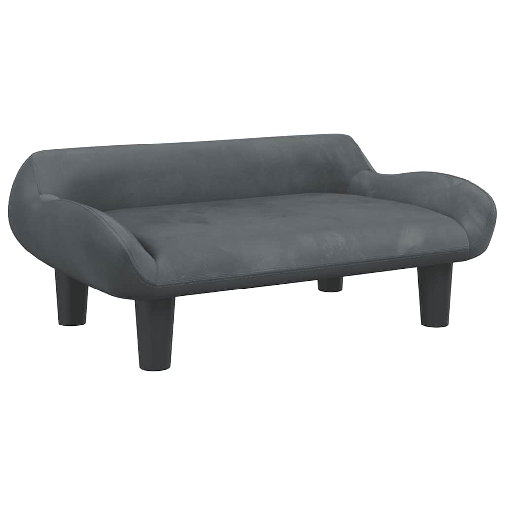 Kindersofa Hellgrau 70x40x24 cm Samt