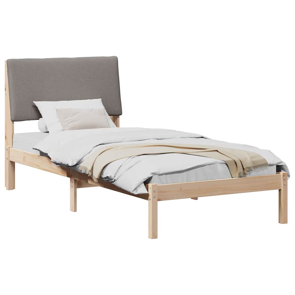 Bettgestell Braun und hellgrau 200 x 200 cm Massivholz Kiefer