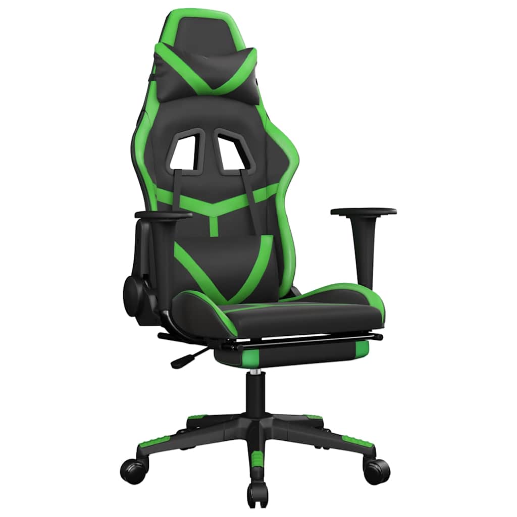 Gaming-Stuhl mit Massagefunktion Schwarz und Grün Kunstleder