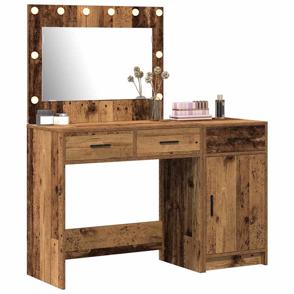 Schminktisch mit Spiegelbeleuchtung 2 pcs Weiß Holzwerkstoff