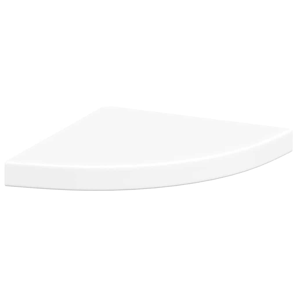 Schwebende Eckregale 2 Stk. Hochglanz-Weiß 25x25x3,8 cm MDF
