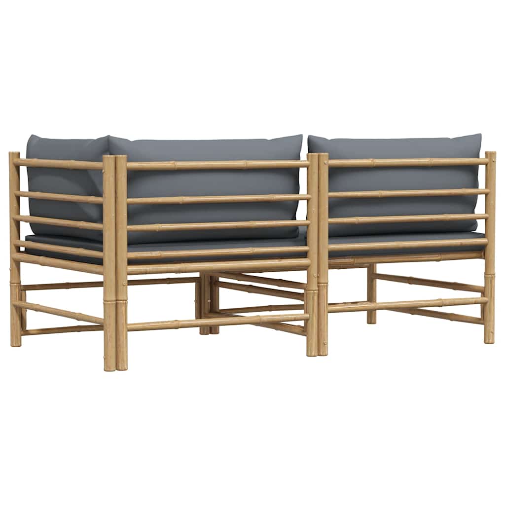 3-tlg. Garten-Lounge-Set mit Kissen Bambus