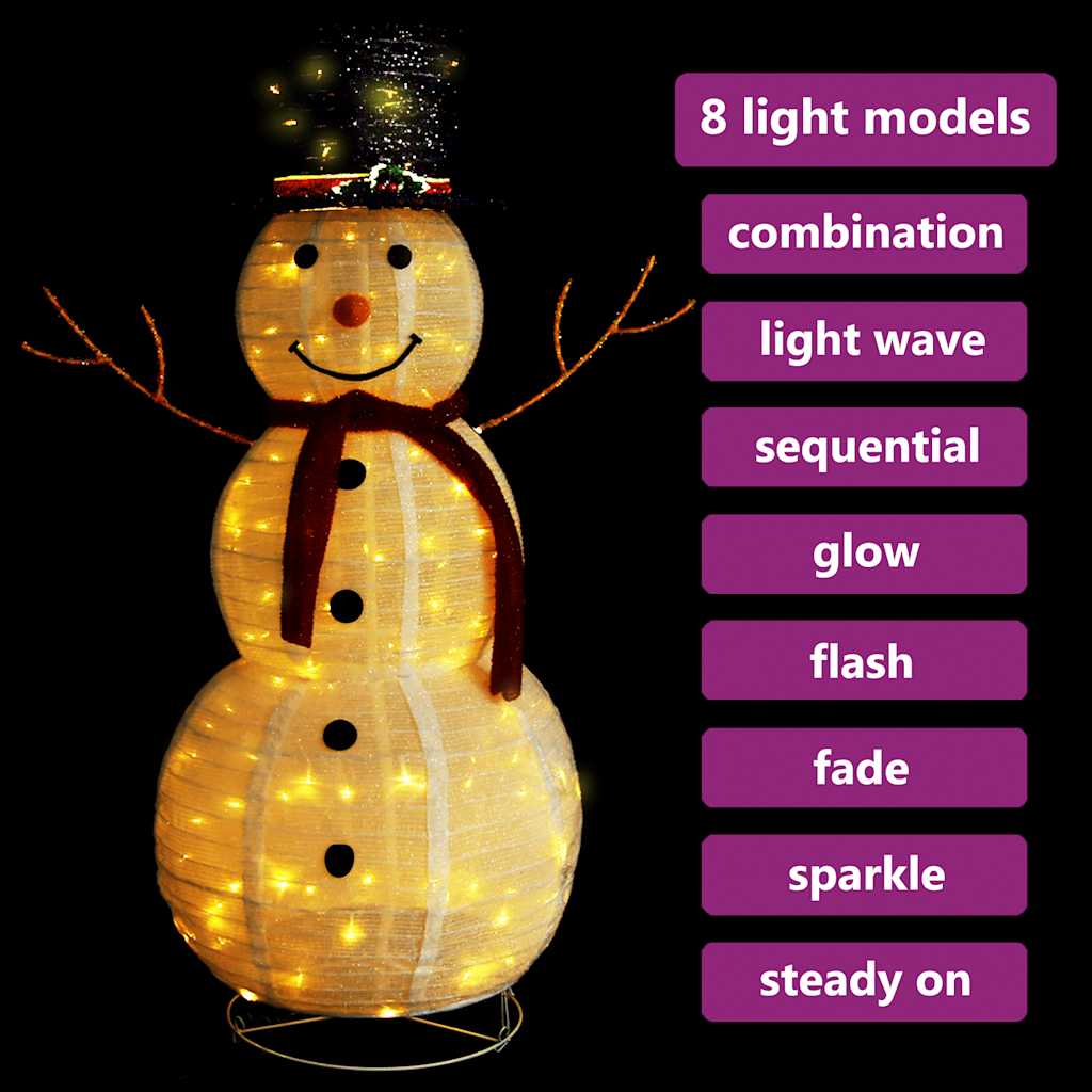 LED-Schneemann Weihnachtsfigur Luxus-Stoff 60 cm