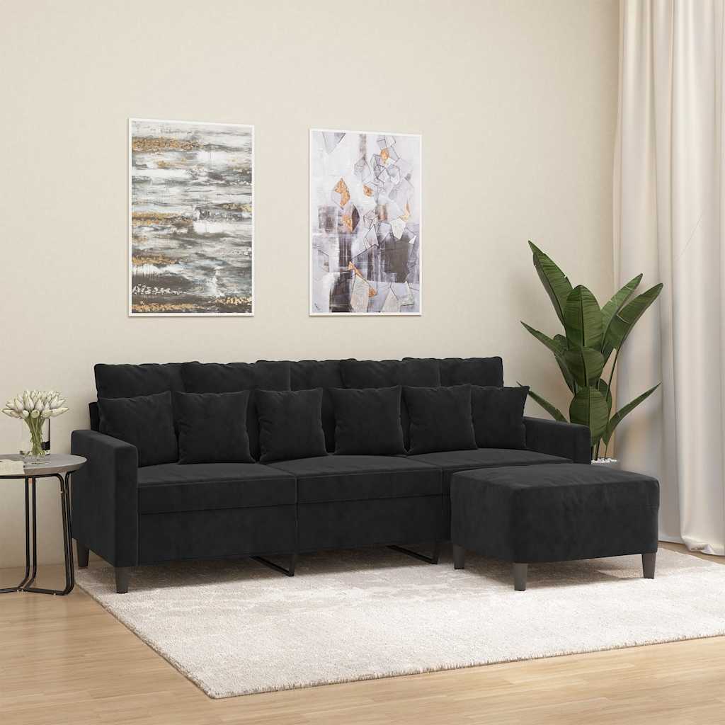 3-Sitzer-Sofa mit Hocker Rosa 180 cm Samt