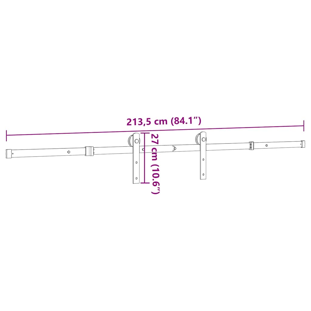 Schiebetürbeschlag-Set 183 cm Stahl Schwarz