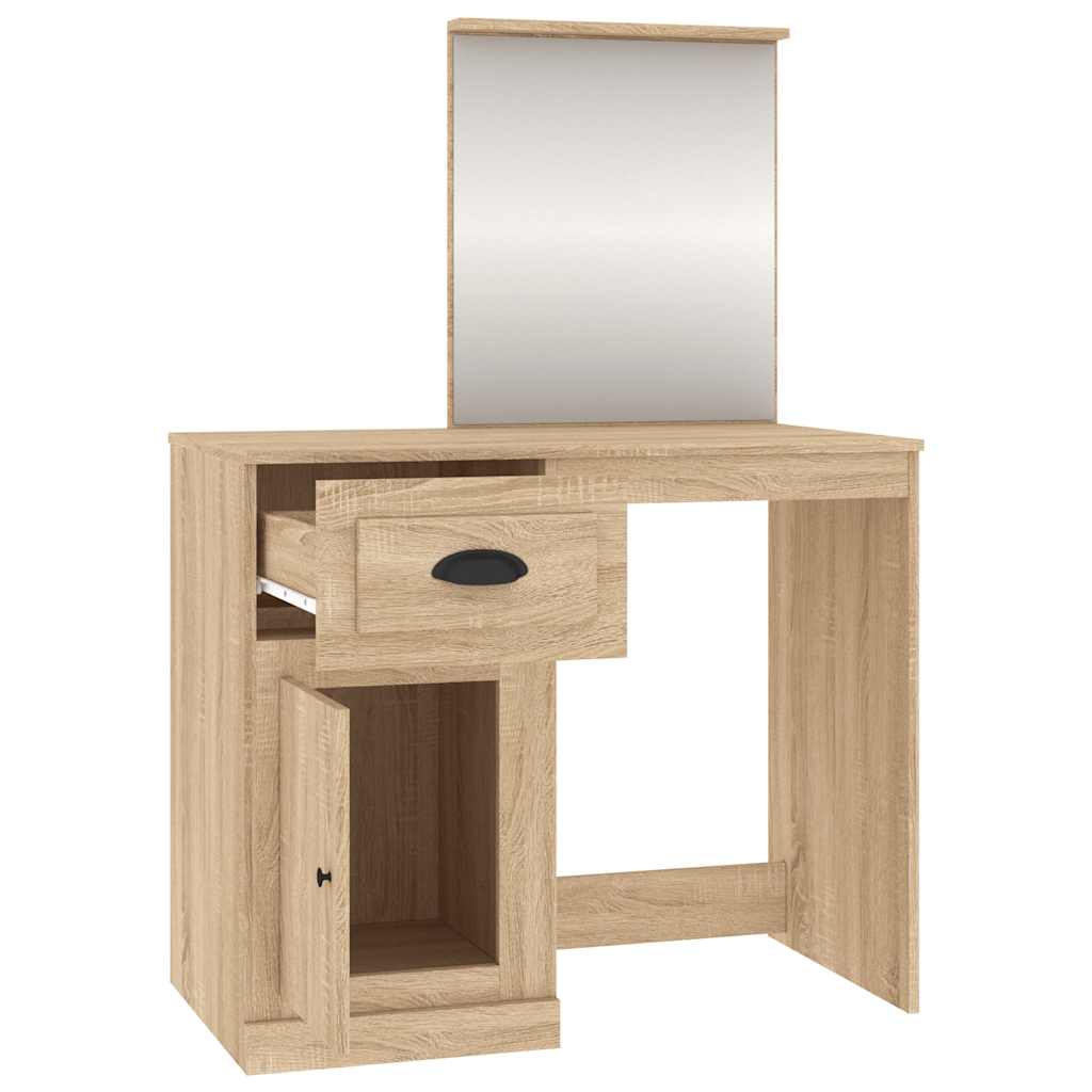 Schminktisch mit Spiegel Weiß 90x50x132,5 cm Holzwerkstoff