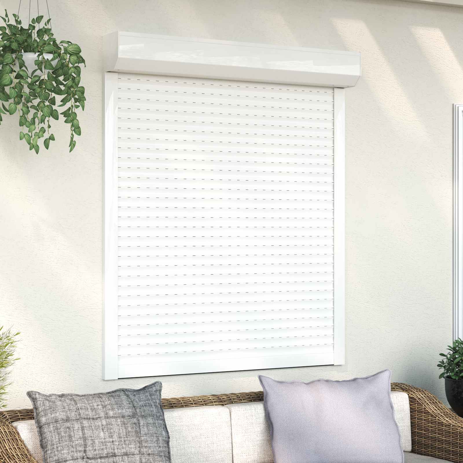 Rollladen Weiß 70 x 100 cm Aluminium und Polyurethan