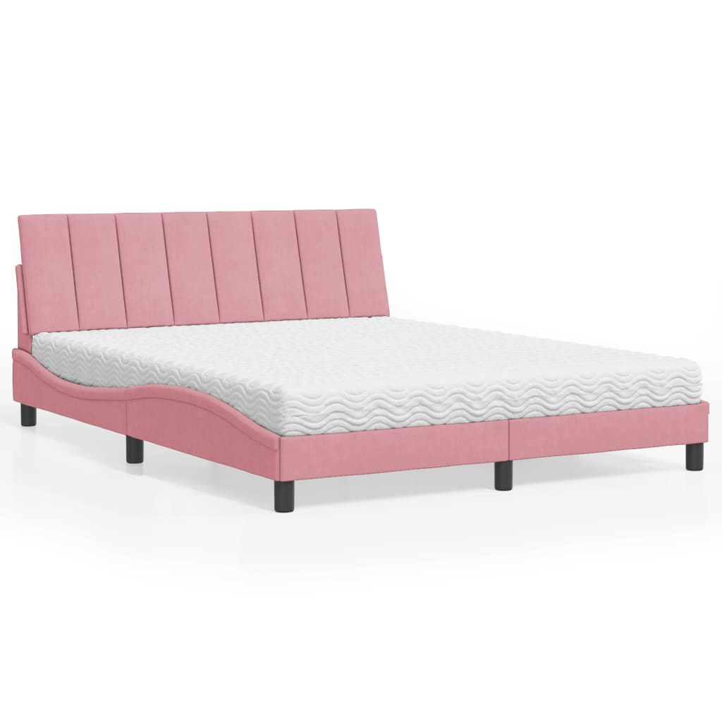 Bett mit Matratze "Hanko" Hellgrau 80x200 cm Samt