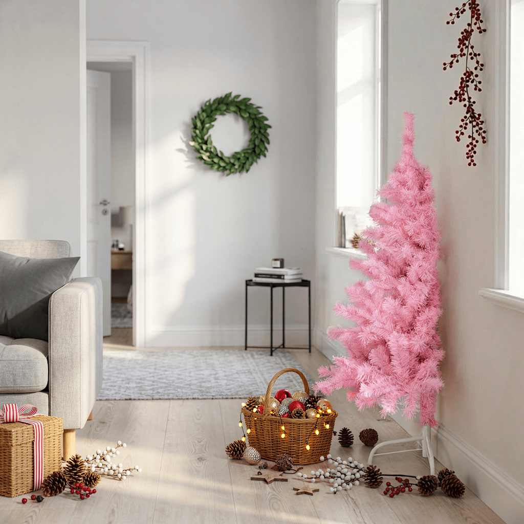Künstlicher Halb-Weihnachtsbaum mit Ständer Grün 150 cm PVC