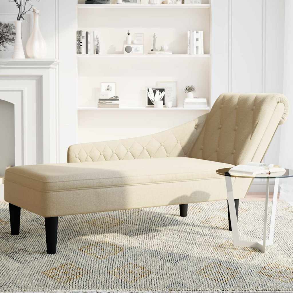 Chaiselongue mit Kissen und Rechter Armlehne Schwarz Stoff