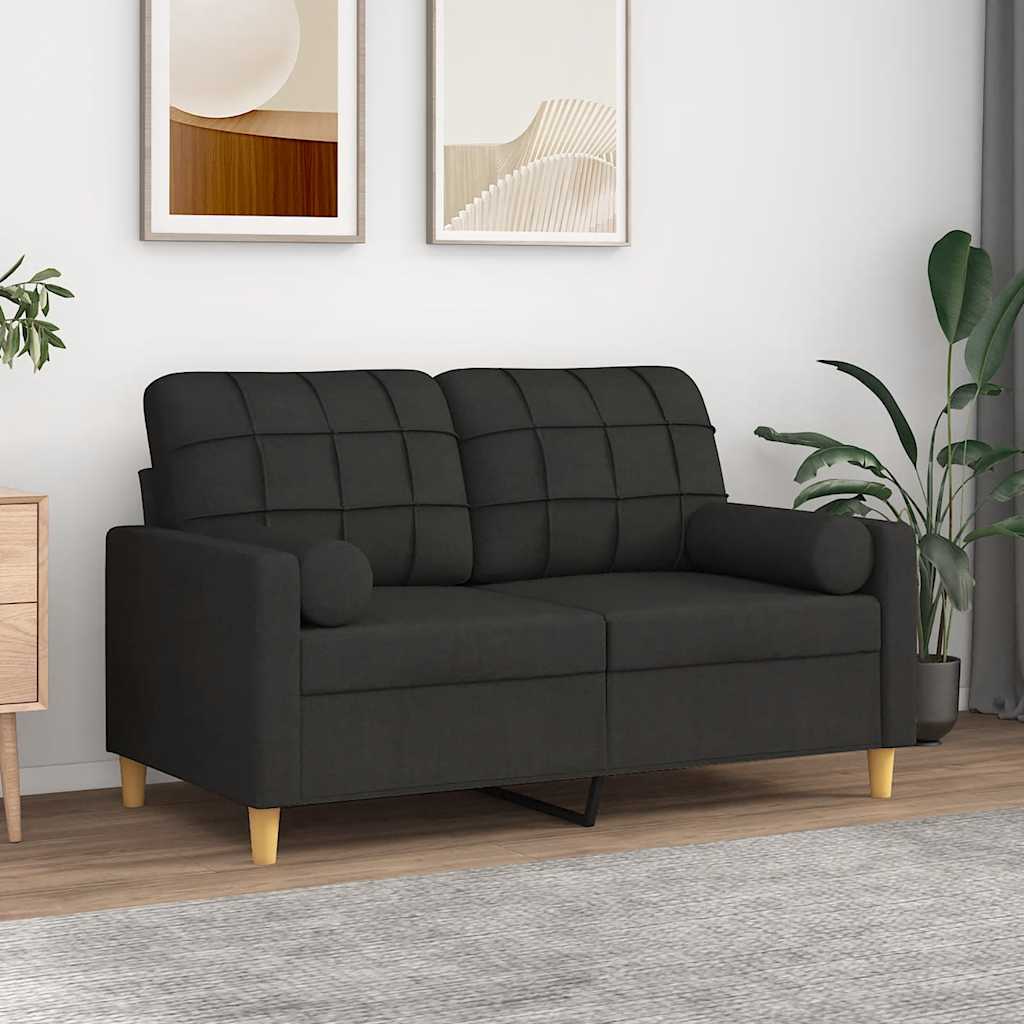 2-Sitzer-Sofa mit Zierkissen Braun 120 cm Stoff