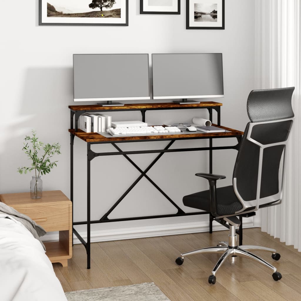 Schreibtisch Sonoma-Eiche 100x50x90 cm Holzwerkstoff und Eisen
