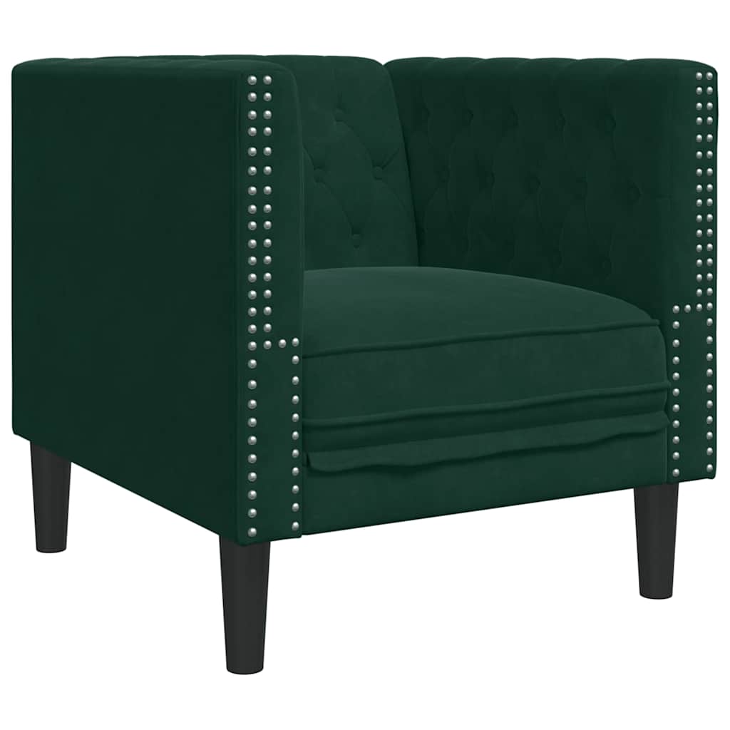3-tlg. Chesterfield-Sofa-Set mit Nackenrollen Hellgrau Samt