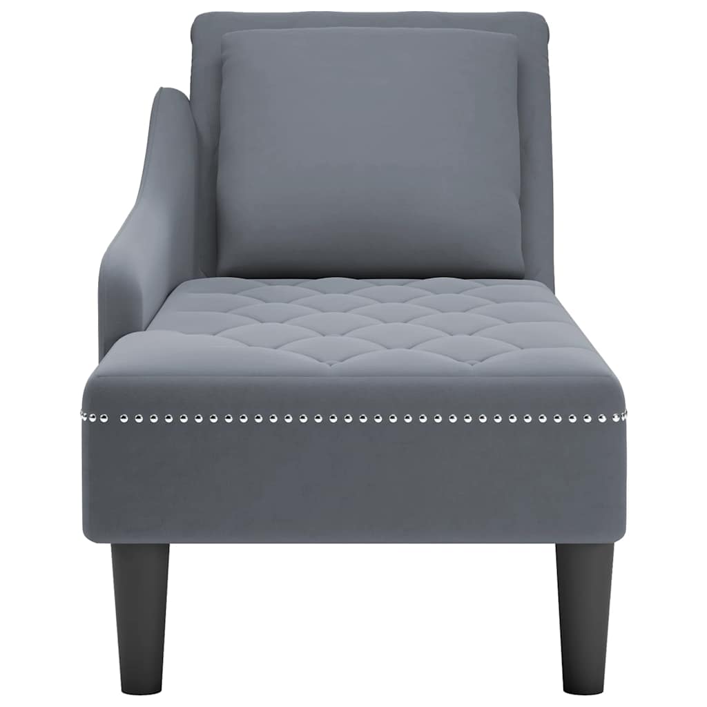 Chaiselongue mit Kissen und Rechter Armlehne Blau Samt