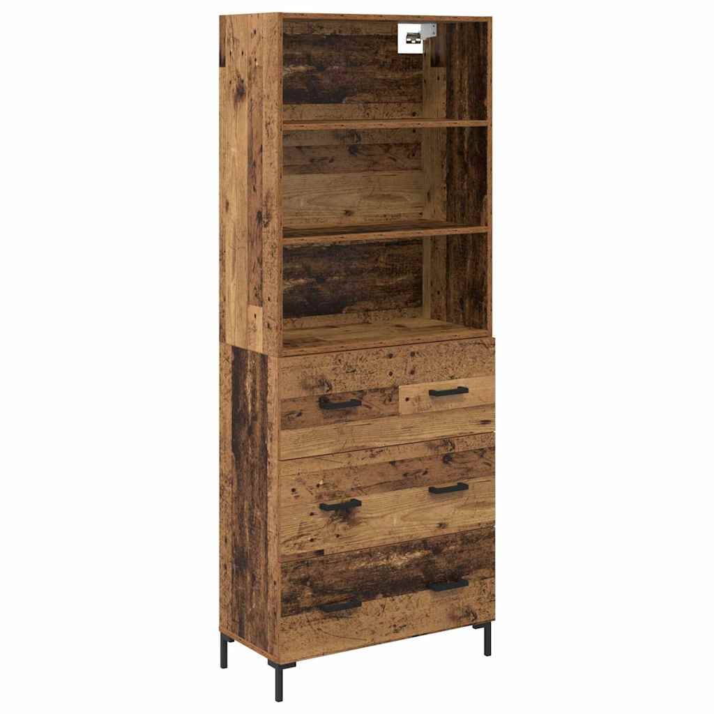 Highboard Hochglanz-Weiß 69,5x34x180 cm Holzwerkstoff