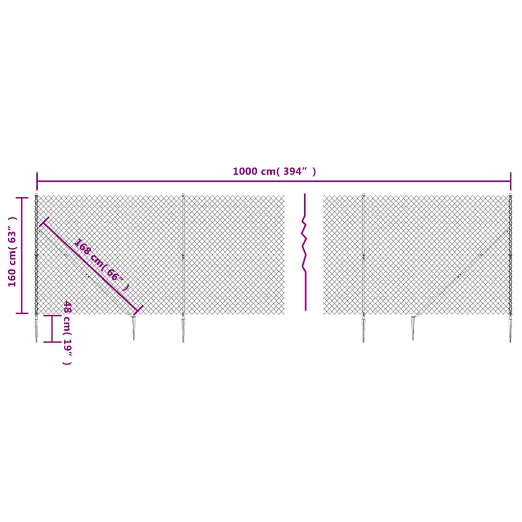 Maschendrahtzaun mit Bodenhülsen Grün 0,8x10 m