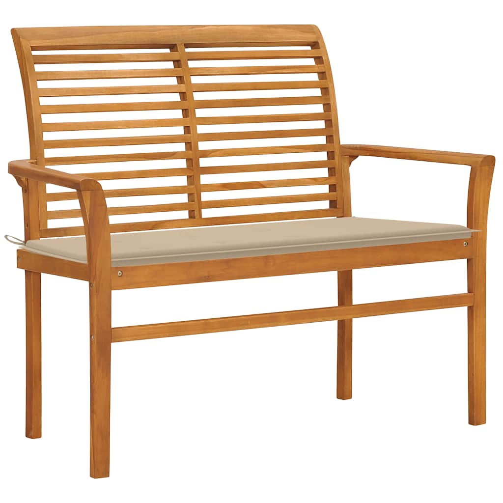 Gartenbank mit Anthrazit Auflage 112 cm Massivholz Teak