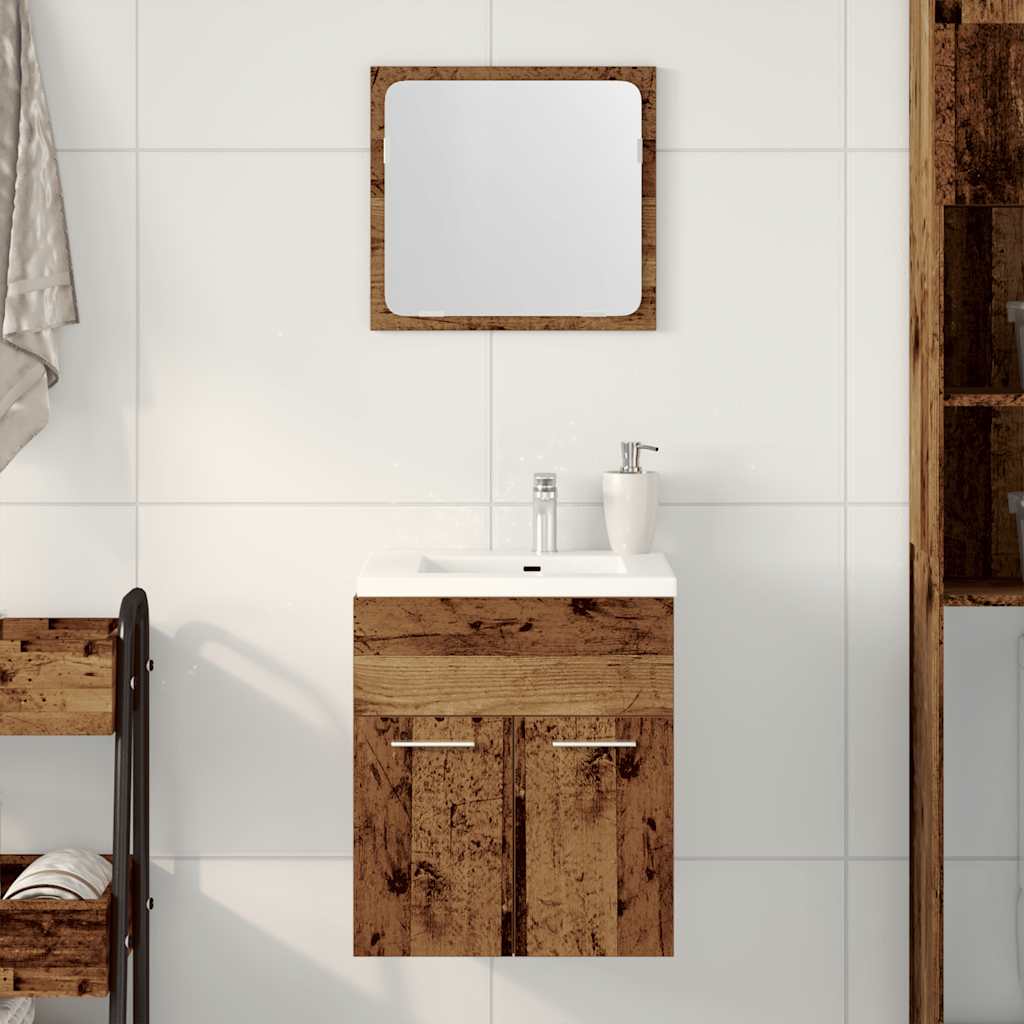 2-tlg. Badmöbel-Set Weiß Holzwerkstoff