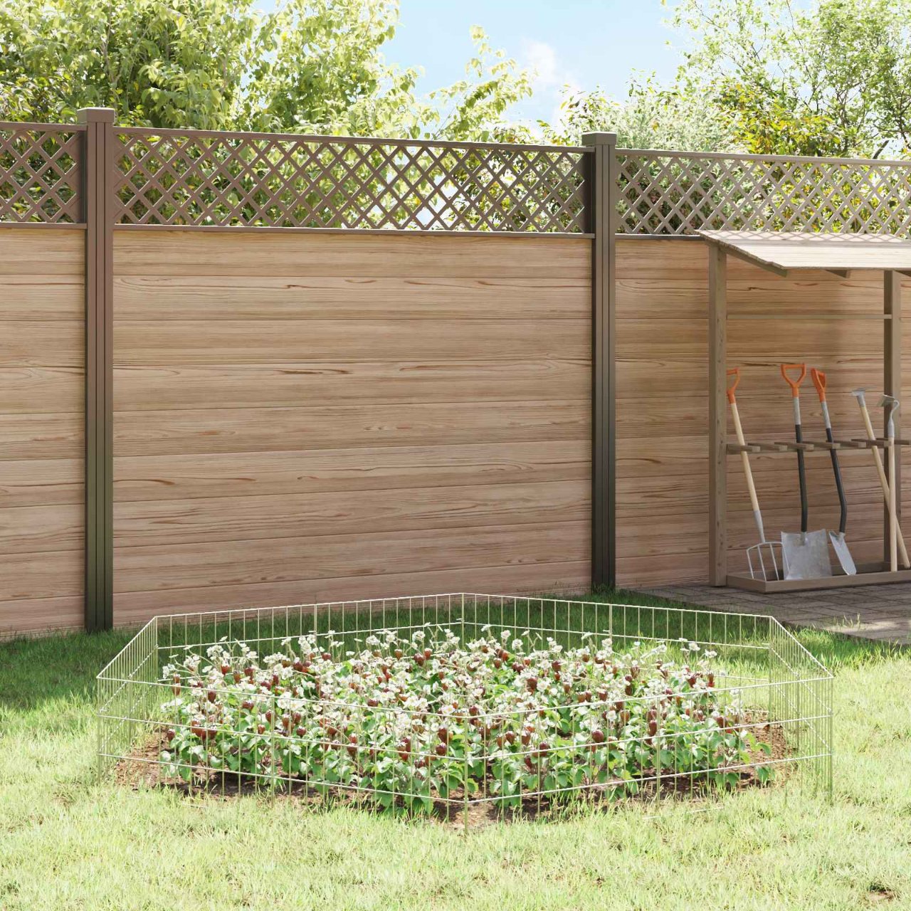 Gartenzaun mit Pfählen 12 pcs 35 x 30 cm Mesh Verzinkter Stahl