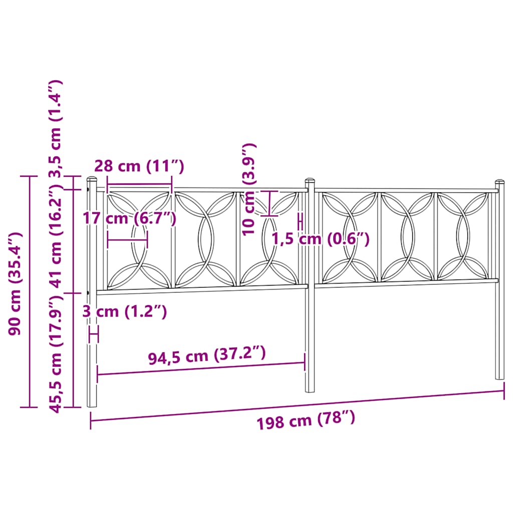 Ersatz-Kopfteil Metall Schwarz 100 cm