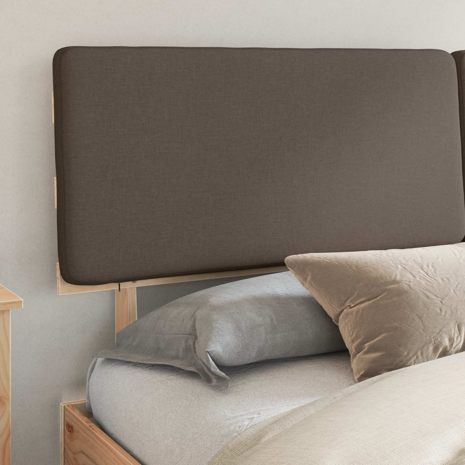 Bettgestell mit gepolstertem Kopfteil Hellgrau 200 x 200 cm