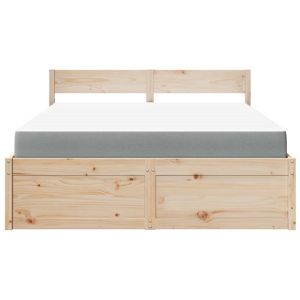 Bett mit Schubladen und Matratze 200x200 cm Massivholz Kiefer