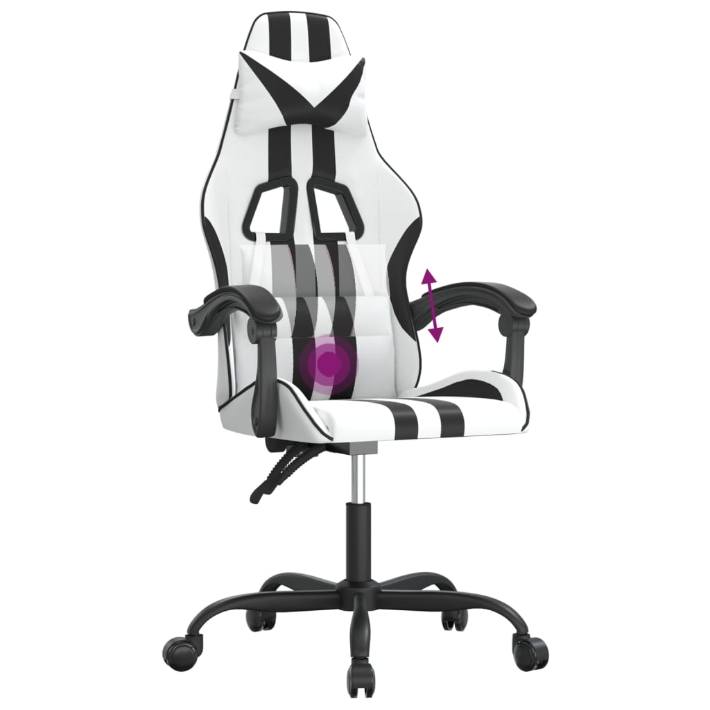 Gaming-Stuhl Drehbar Schwarz und Blau Kunstleder