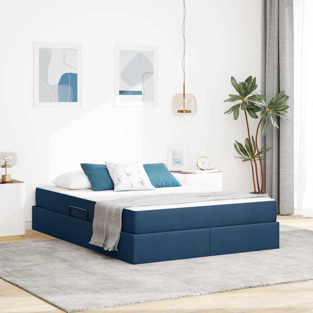 Aufbewahrungsbett mit Matratze Hellgrau 90 x 190 cm Polyester
