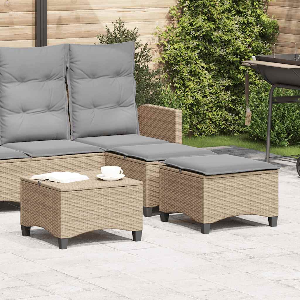 Gartenhocker mit Kissen 2 Stk. Schwarz 55x55x36 cm Poly Rattan
