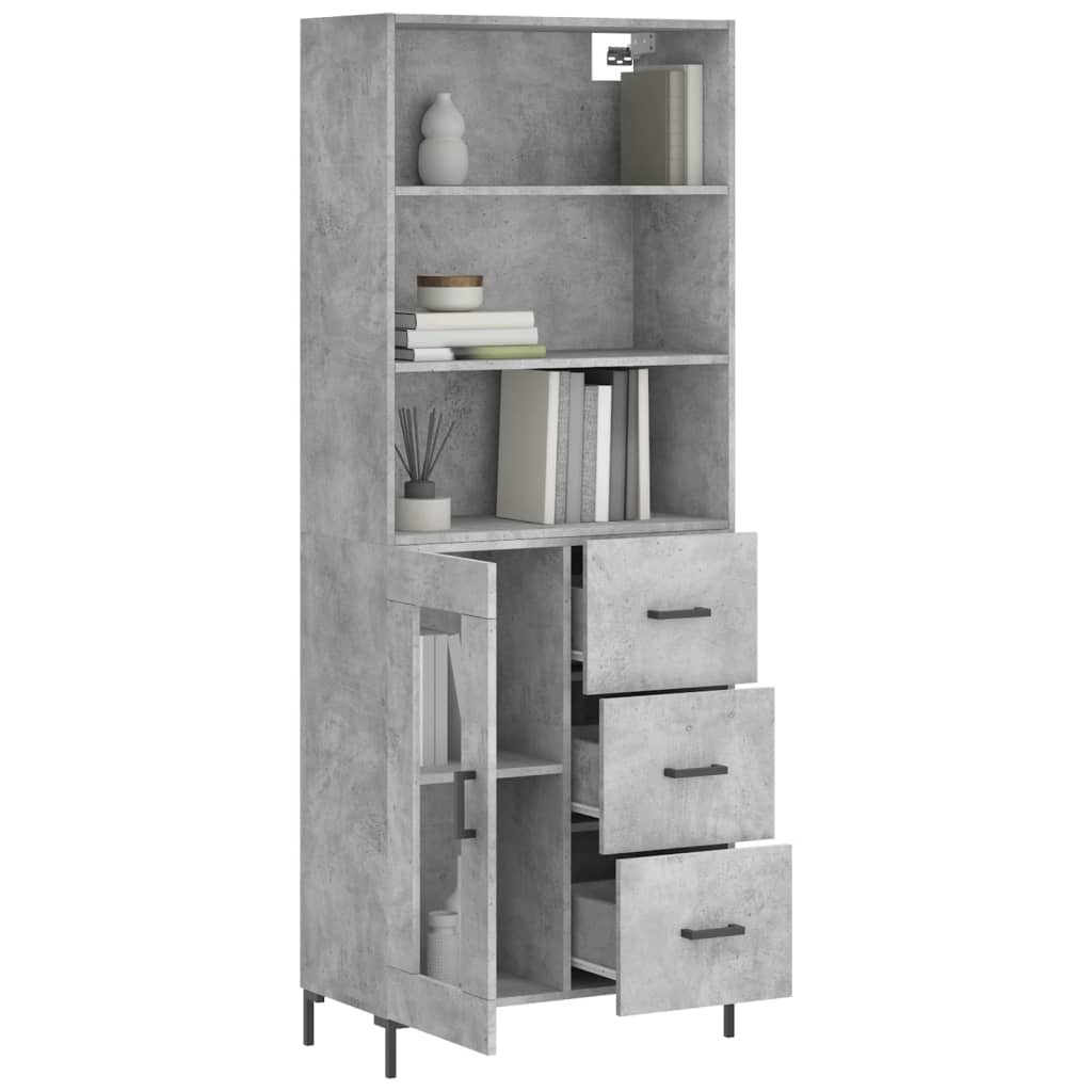 Highboard Hochglanz-Weiß 69,5x34x180 cm Holzwerkstoff