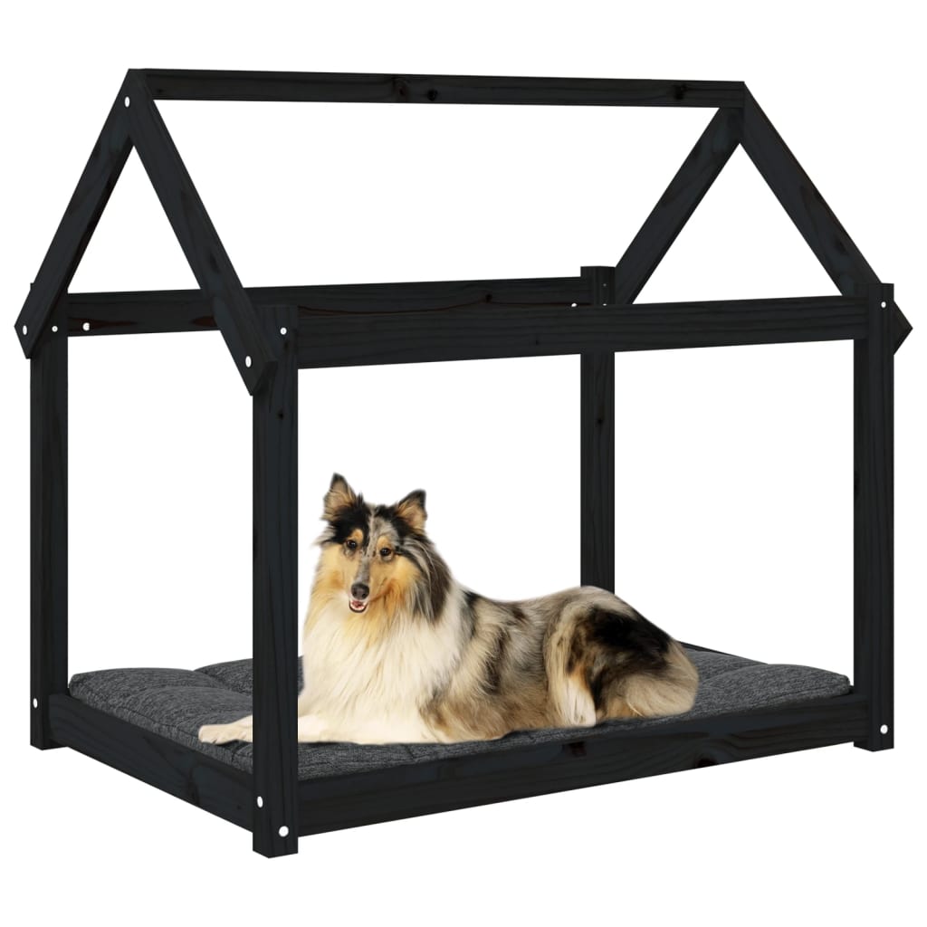 Hundebett Grau 61x50x70 cm Massivholz Kiefer