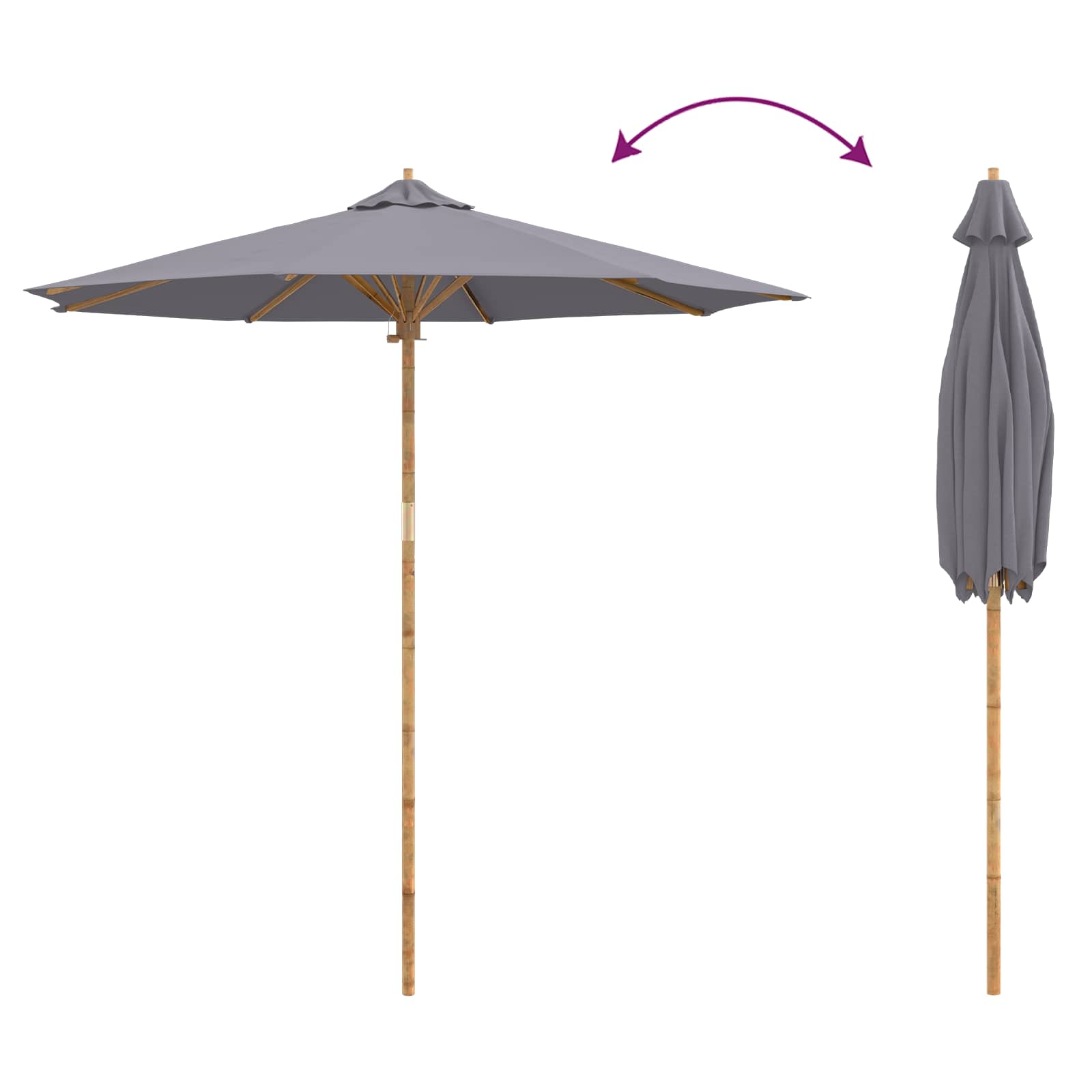 Garten-Sonnenschirm Cremeweiß Ø 150 x 210 cm Bambus