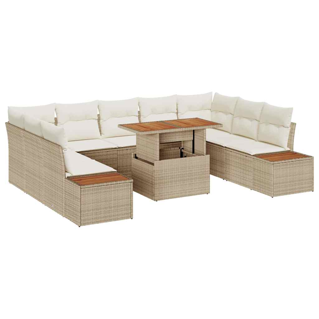 Garten Essgruppe mit Kissen 10 pcs Schwarz und Beige