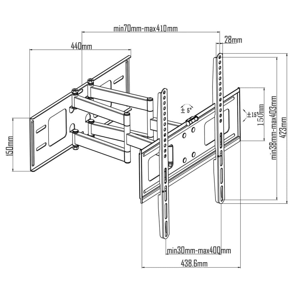TV-Ständer für 37-55 Zoll Bildschirme Max VESA 600x400 mm 40kg