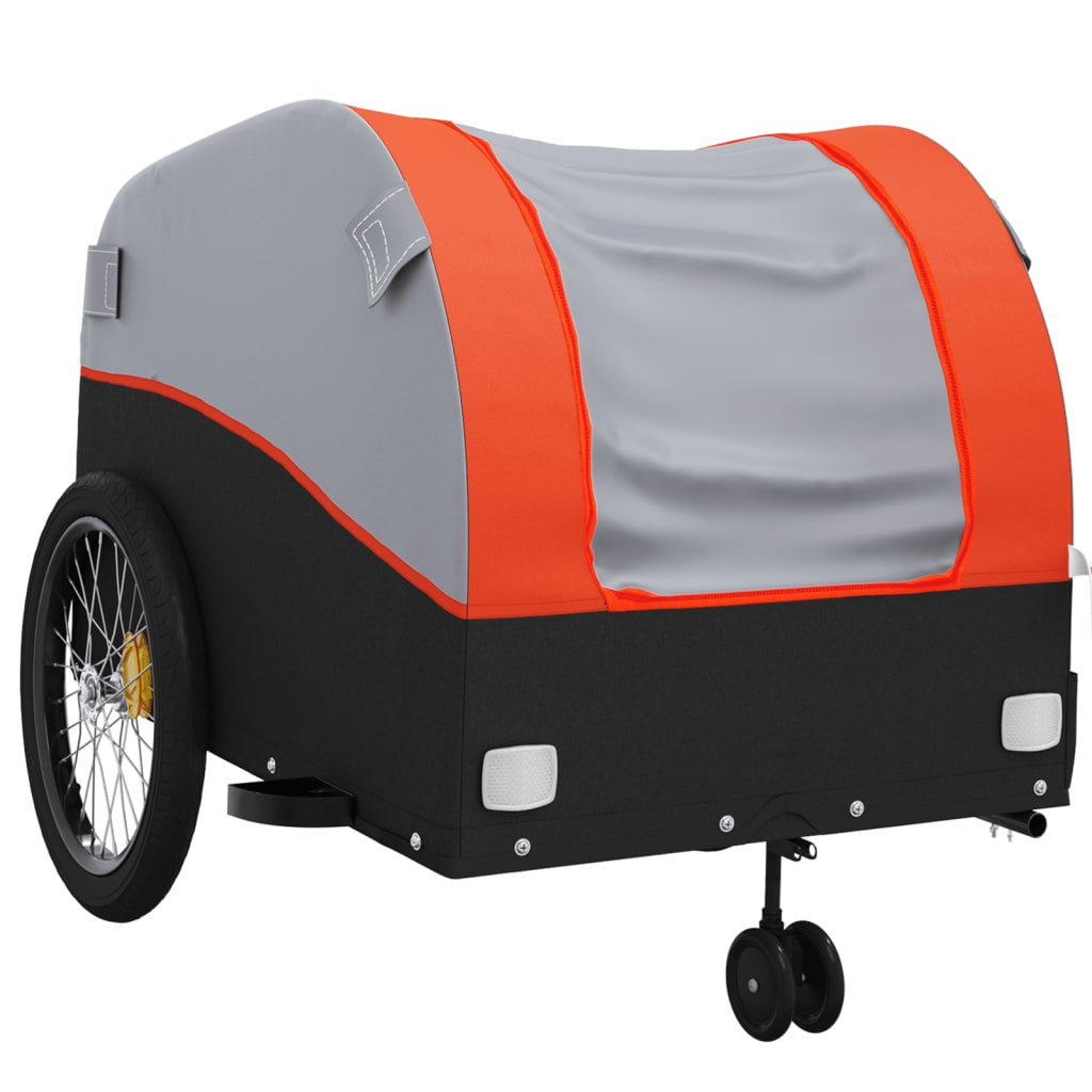 Fahrradanhänger Schwarz und Orange 30 kg Eisen