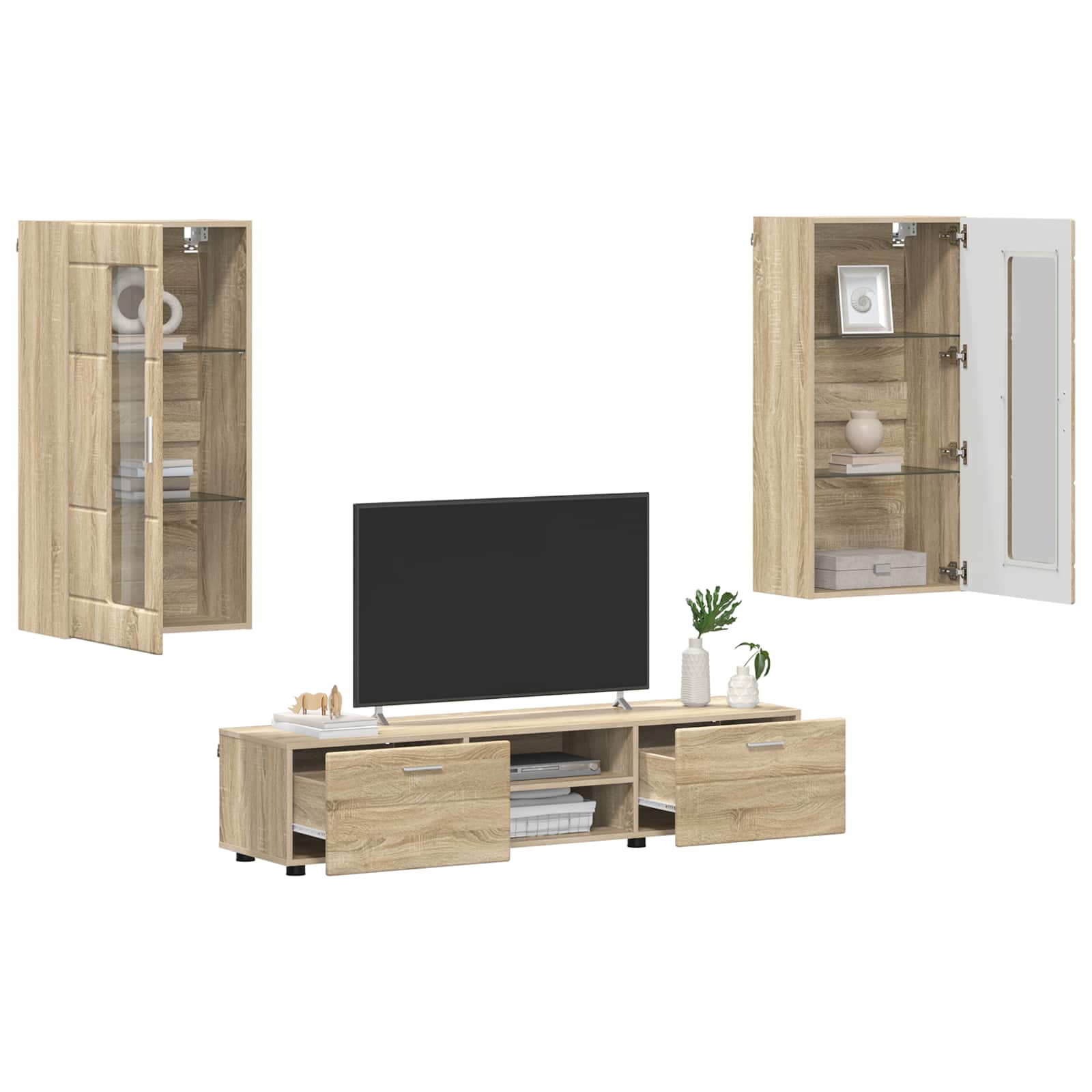 Highboard mit Regal FLORIN Weiß 60 x 35 x 182 cm Holzwerkstoff