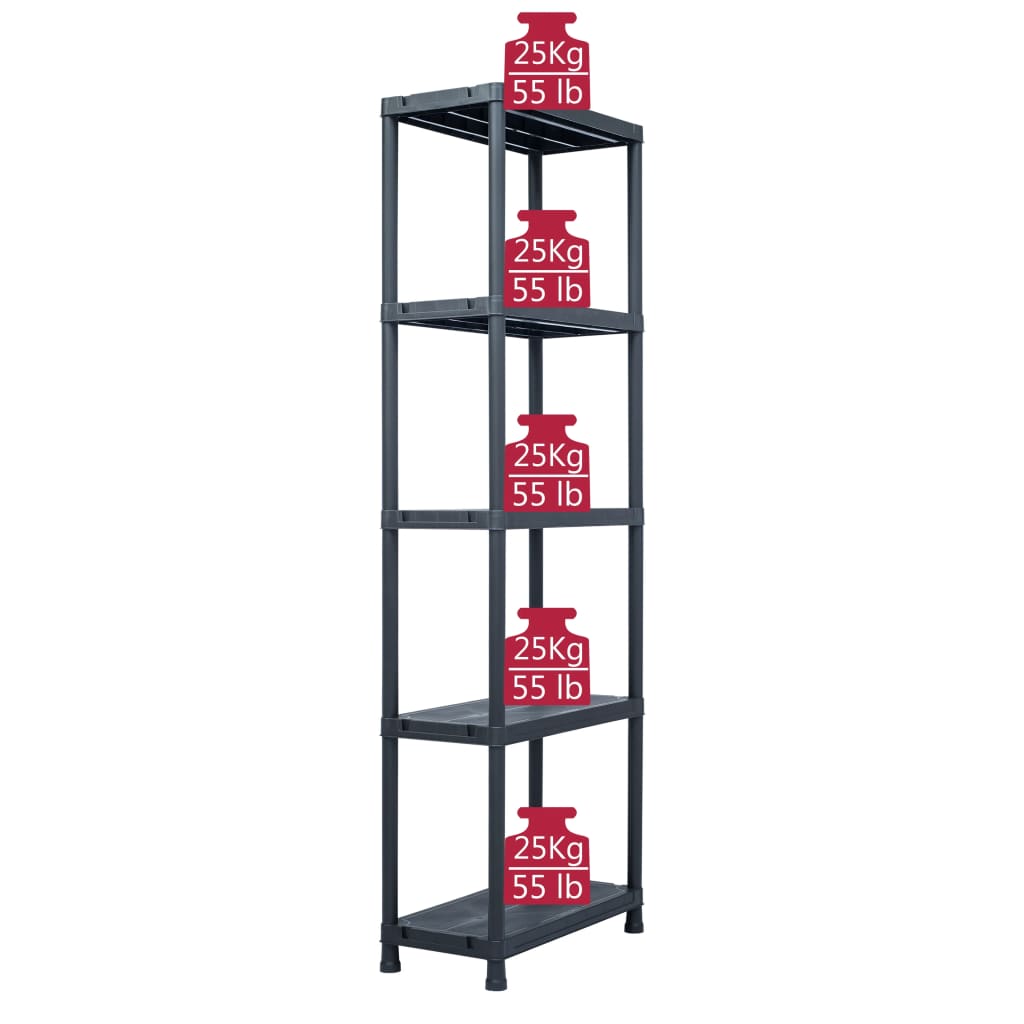 Lagerregale 2 Stk. Schwarz 60 x 30 x 138 cm Kunststoff