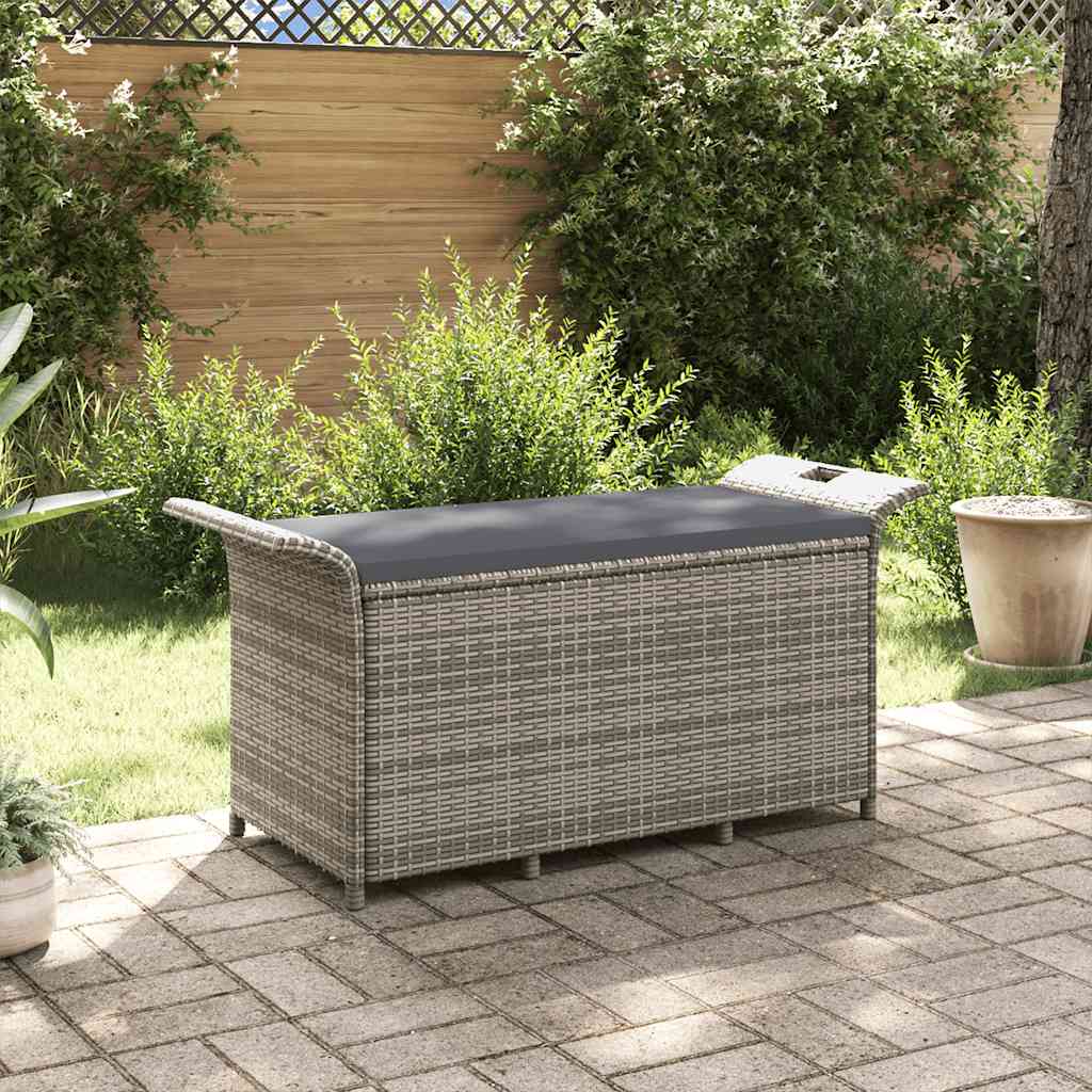 Gartenbank mit Kissen Braun 116x46x57 cm Poly Rattan