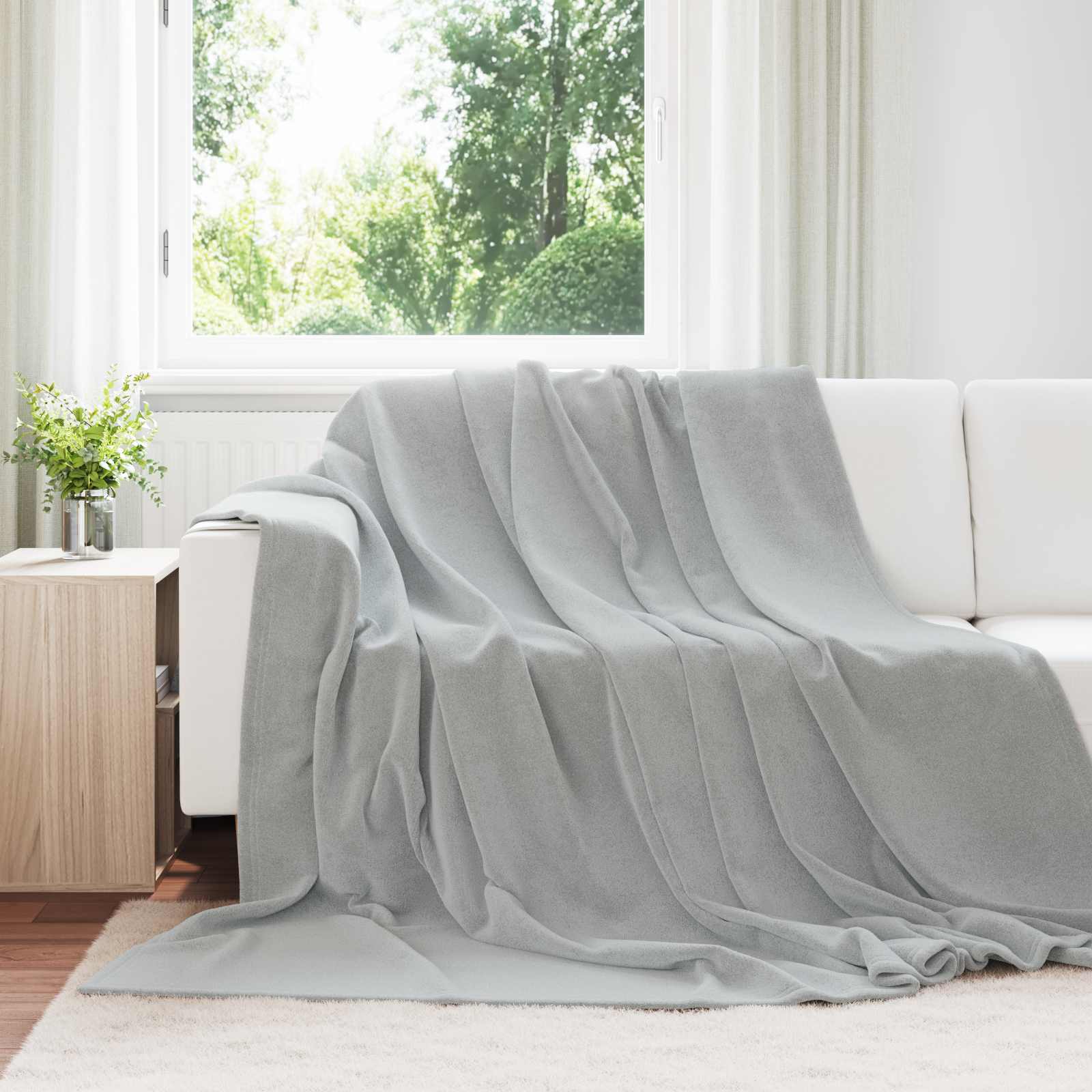 Überwurfdecke Beige 130 x 150 cm Fleece