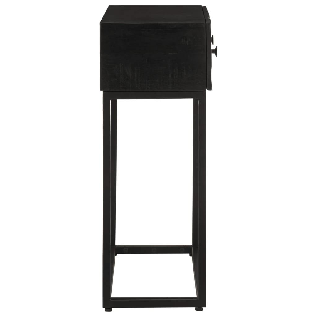 Nachttisch Schwarz 40x30x50 cm Massivholz Mango und Eisen