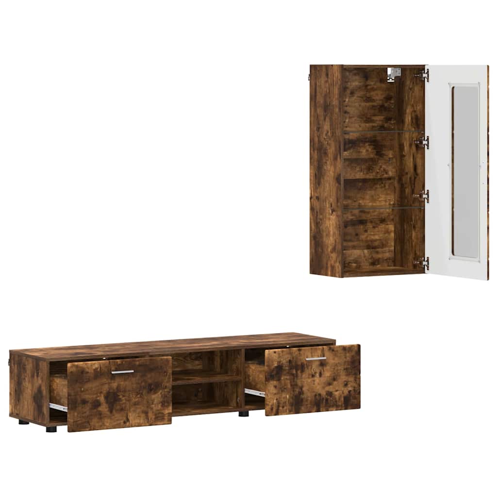 Highboard mit Regal FLORIN Weiß 60 x 35 x 182 cm Holzwerkstoff